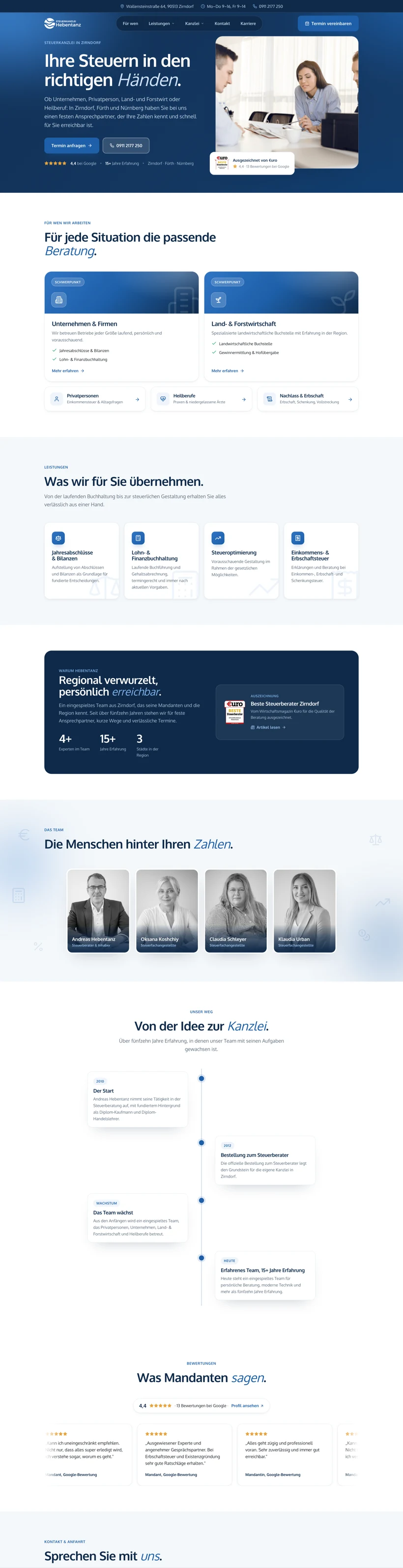 Website der Steuerkanzlei Hebentanz